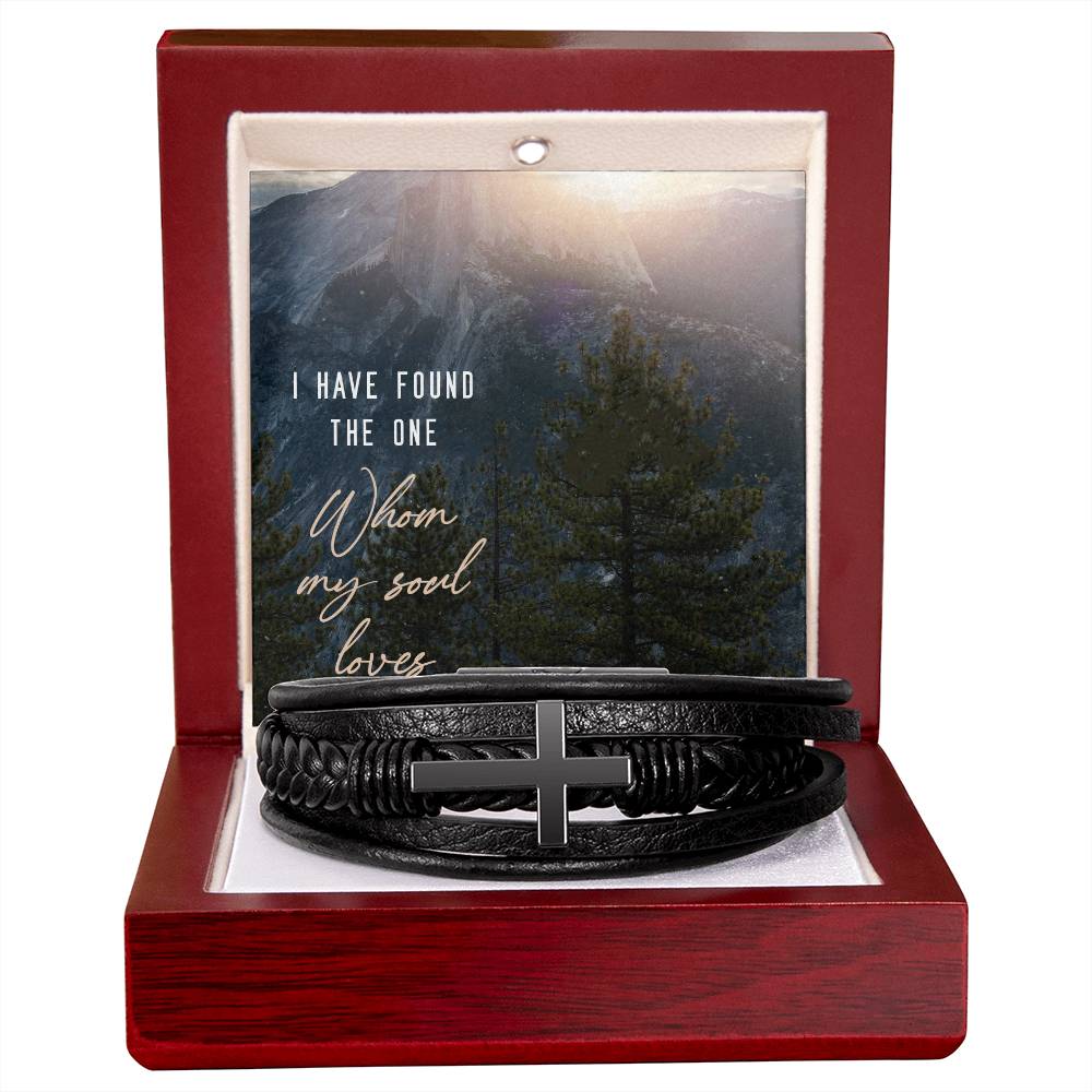 I Have Found the One Men's Cross Bracelet - Vegan Leather with Stainless Steel-Express Your Love Gifts