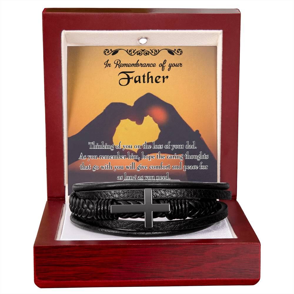 Thinking of You Men's Cross Bracelet - Vegan Leather with Stainless Steel-Express Your Love Gifts