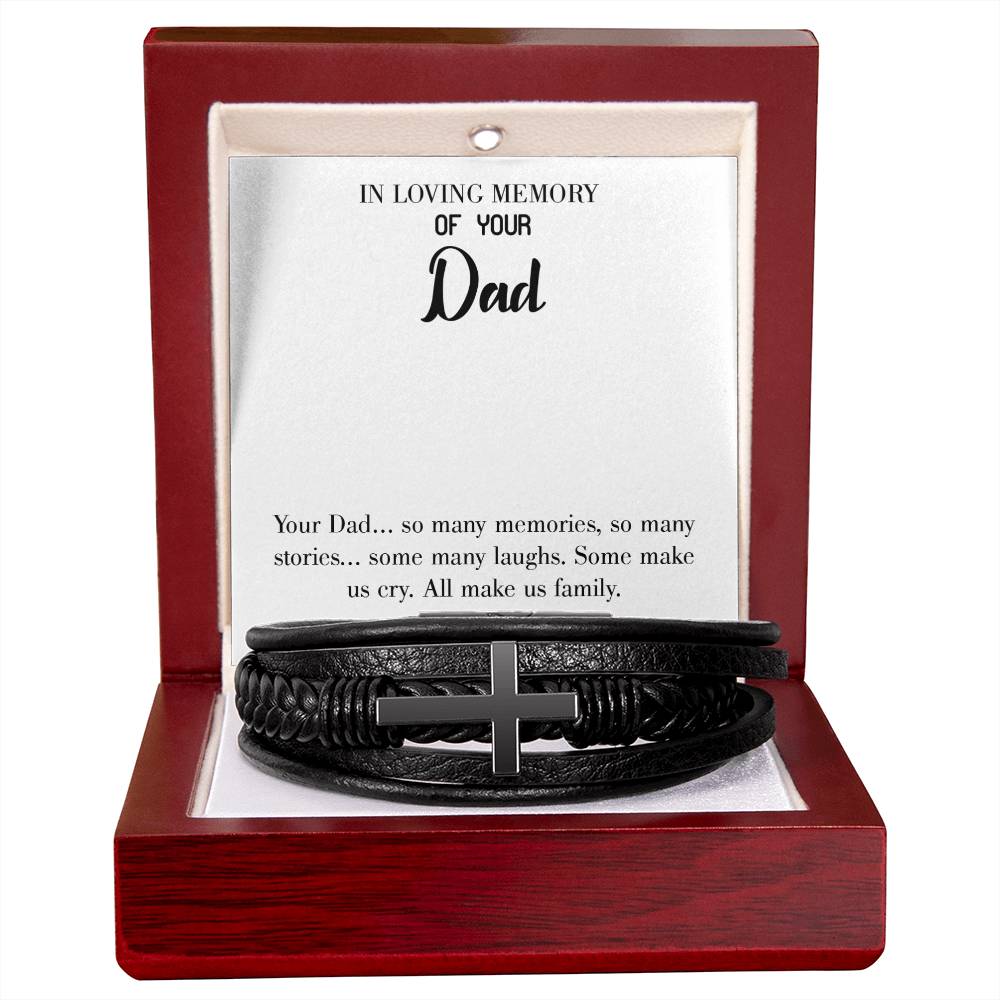 Many Stories Men's Cross Bracelet - Vegan Leather with Stainless Steel-Express Your Love Gifts