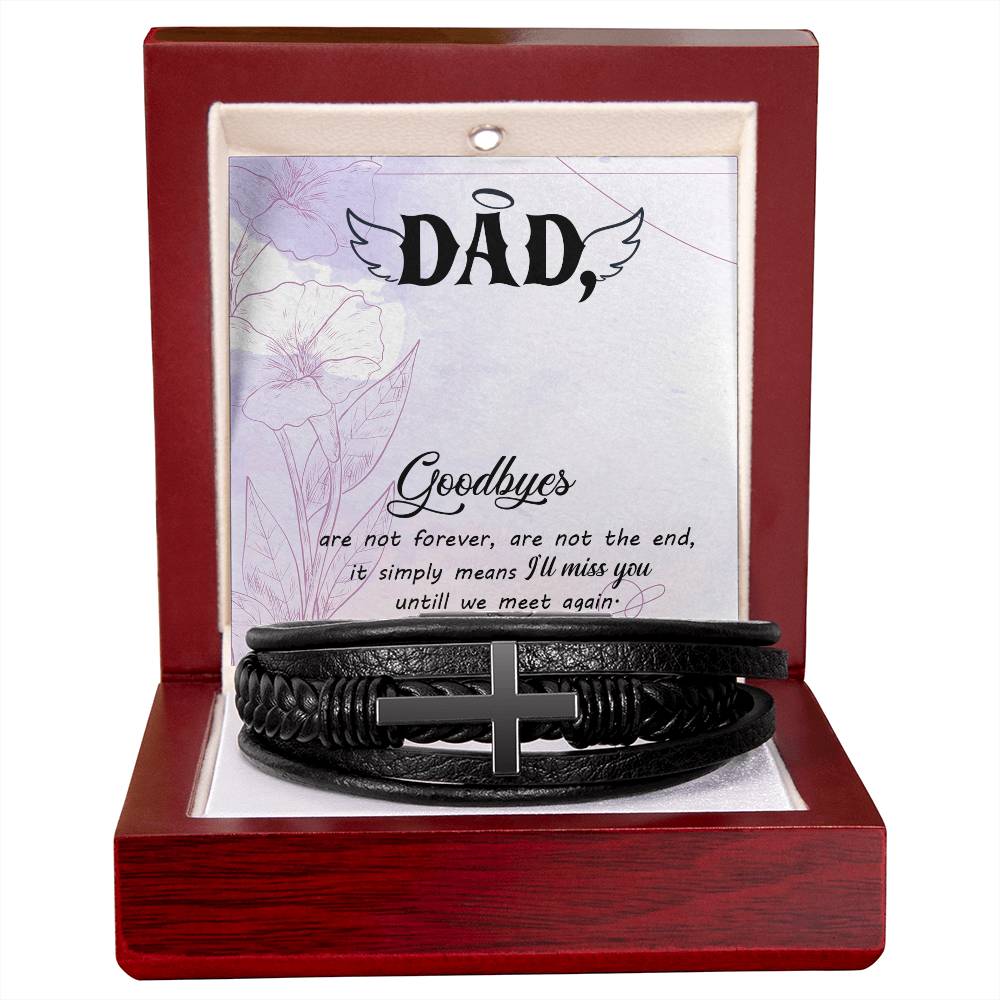 Goodbye Aren't Forever Men's Cross Bracelet - Vegan Leather with Stainless Steel-Express Your Love Gifts