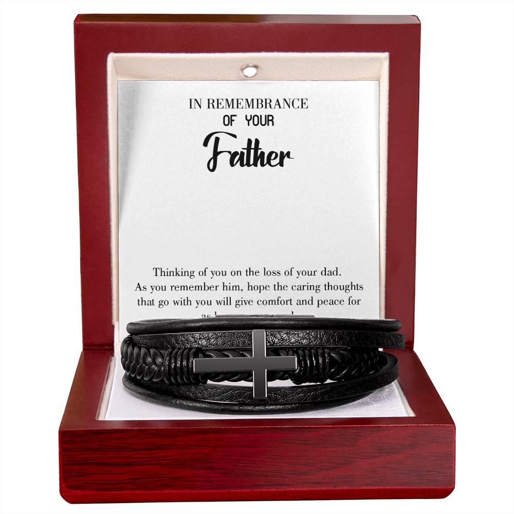 Comfort and Peace Men's Cross Bracelet - Vegan Leather with Stainless Steel-Express Your Love Gifts