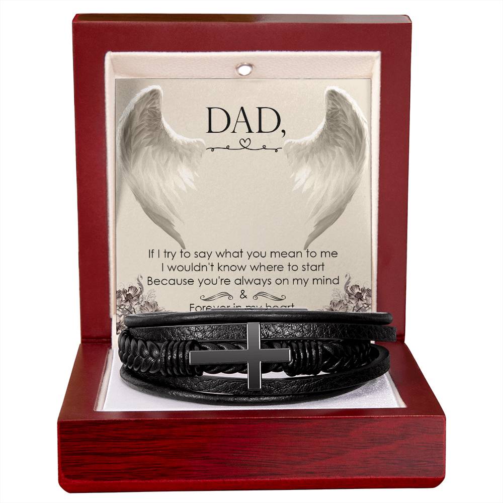 If I Try to Say Men's Cross Bracelet - Vegan Leather with Stainless Steel-Express Your Love Gifts