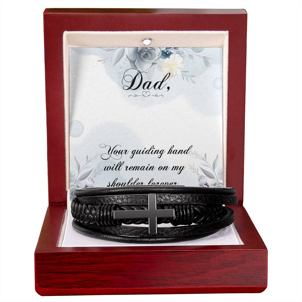 Your Guiding Hand Men's Cross Bracelet - Vegan Leather with Stainless Steel-Express Your Love Gifts