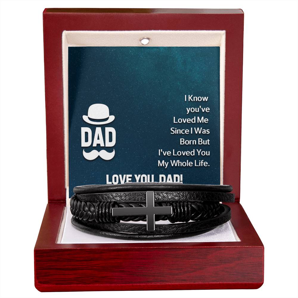 Dad I Know Men's Cross Bracelet - Vegan Leather with Stainless Steel-Express Your Love Gifts
