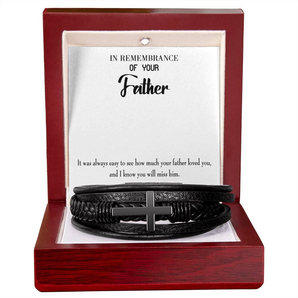 You Will Miss Her Men's Cross Bracelet - Vegan Leather with Stainless Steel-Express Your Love Gifts