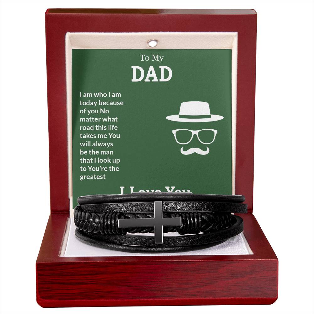 To My You're the Greatest Men's Cross Bracelet - Vegan Leather with Stainless Steel-Express Your Love Gifts