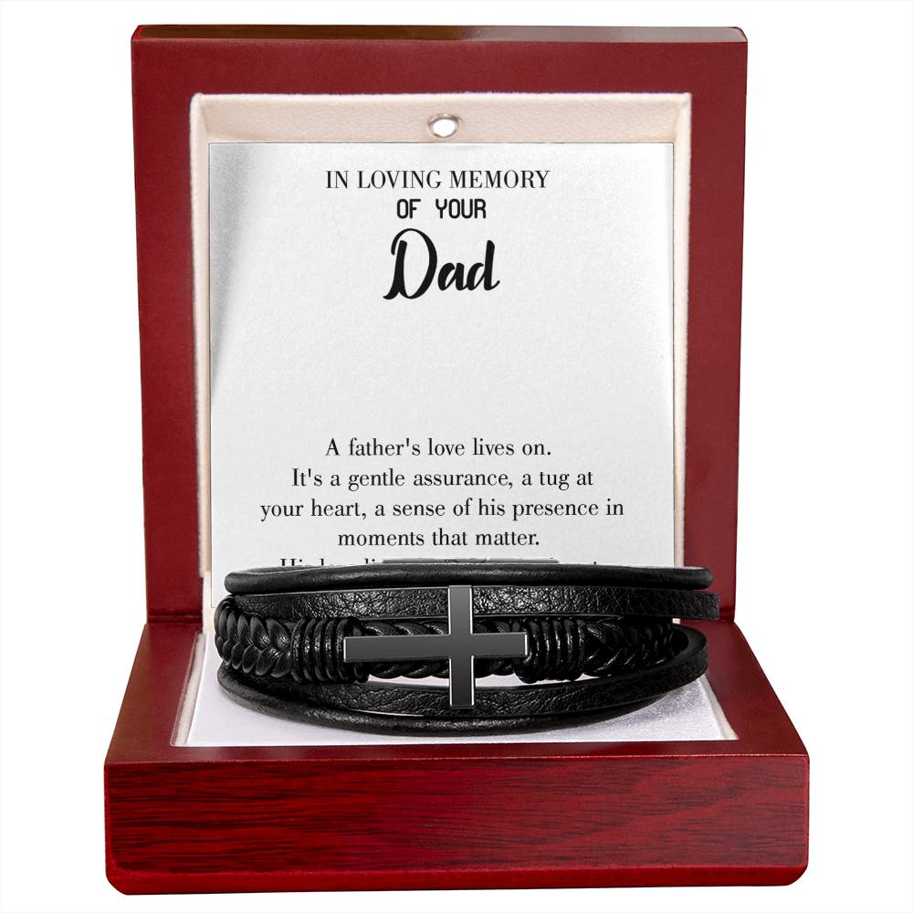 His Love Lives Forever Men's Cross Bracelet - Vegan Leather with Stainless Steel-Express Your Love Gifts