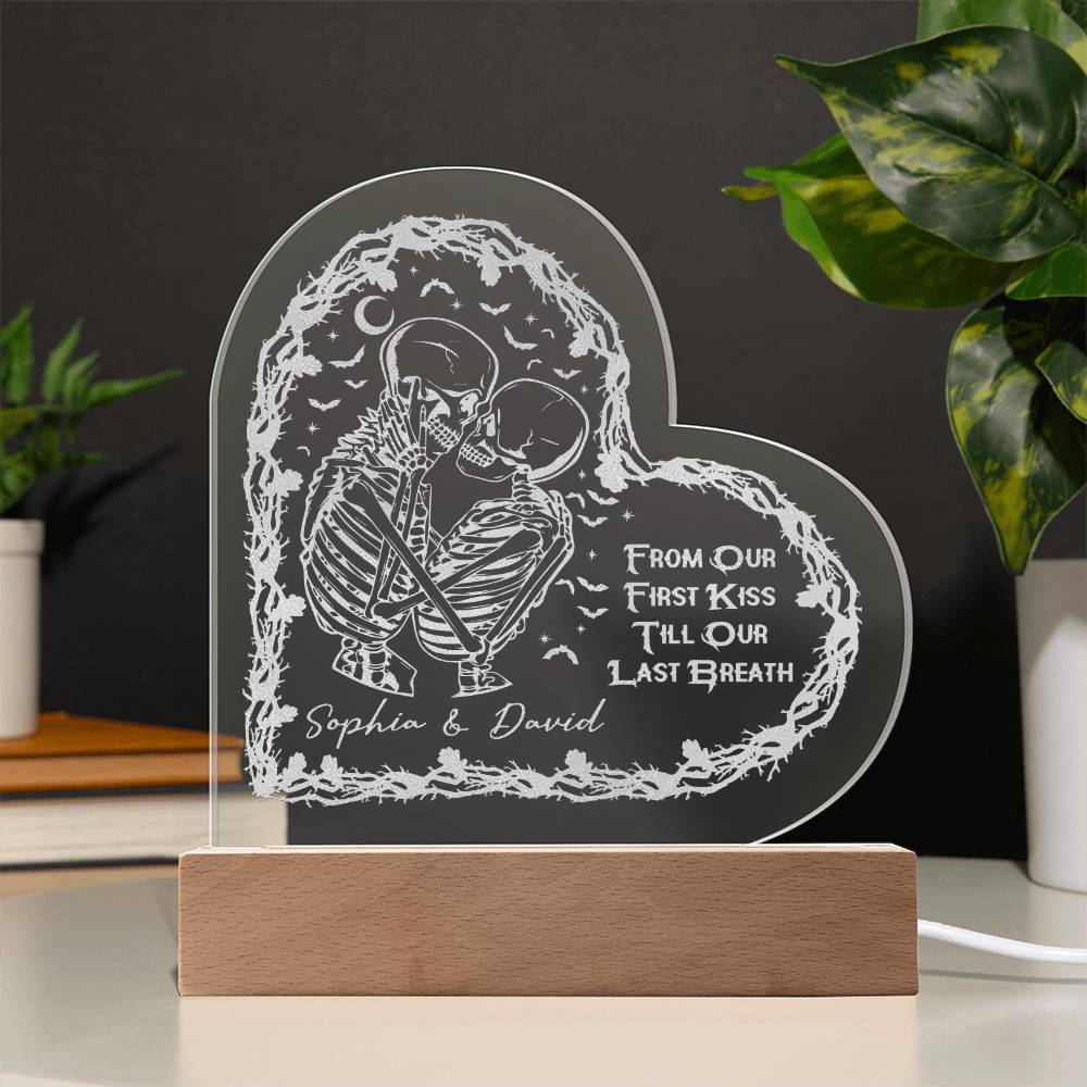 From Our First Kiss Engraved Acrylic Heart Plaque-Express Your Love Gifts