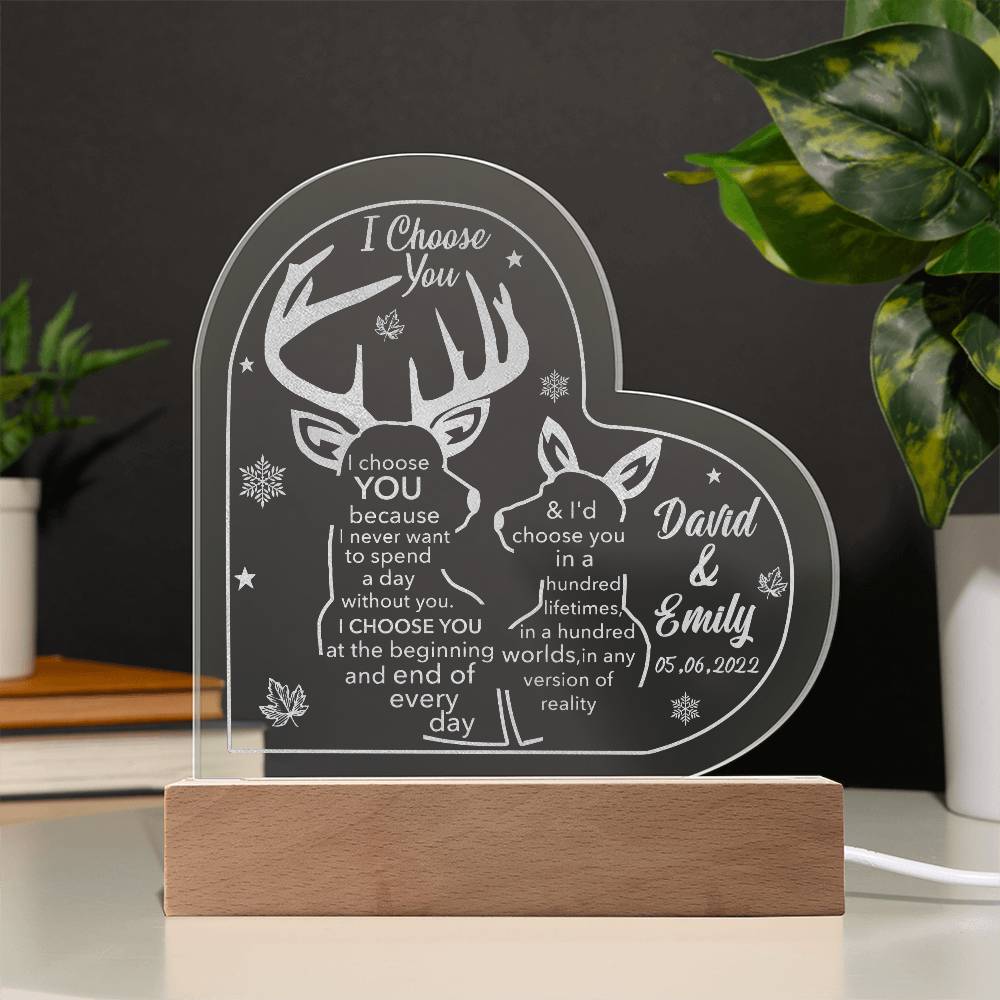 I Choose You Engraved Acrylic Heart Plaque-Express Your Love Gifts