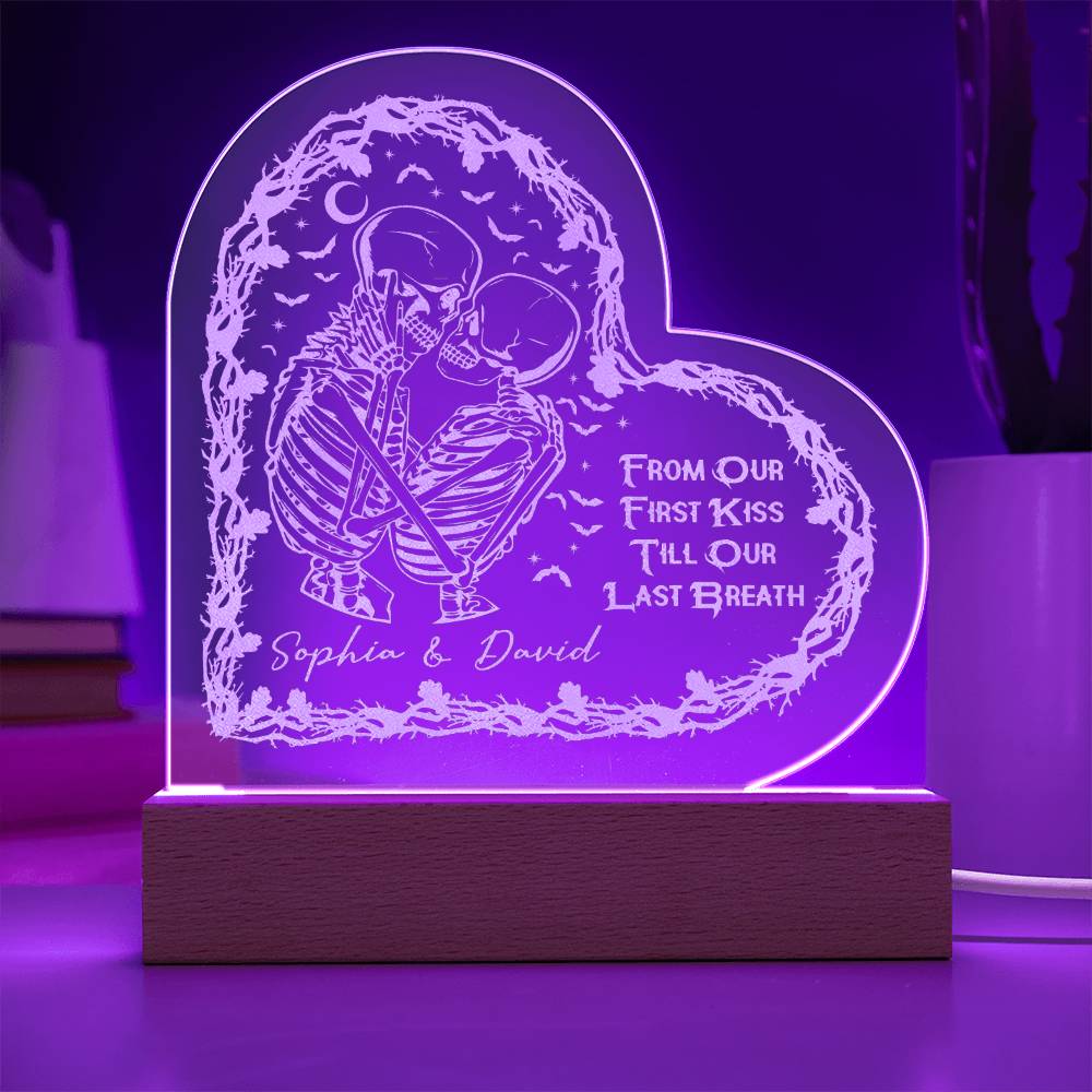 From Our First Kiss Engraved Acrylic Heart Plaque-Express Your Love Gifts