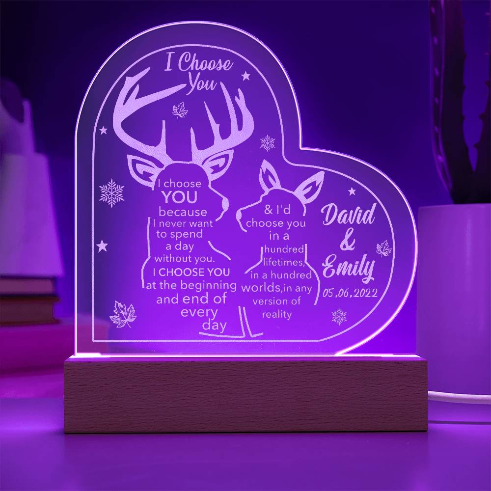 I Choose You Engraved Acrylic Heart Plaque-Express Your Love Gifts