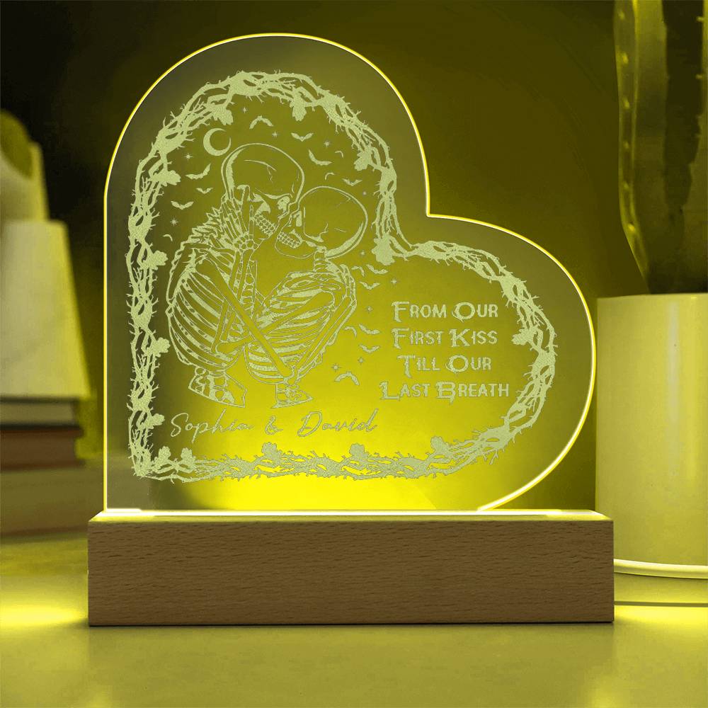 From Our First Kiss Engraved Acrylic Heart Plaque-Express Your Love Gifts