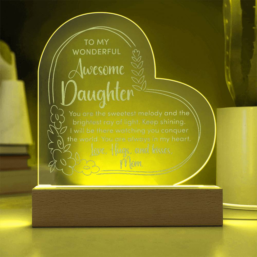 To My Wonderful Daughter Engraved Acrylic Heart Plaque-Express Your Love Gifts