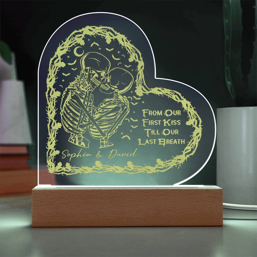 From Our First Kiss Engraved Acrylic Heart Plaque-Express Your Love Gifts
