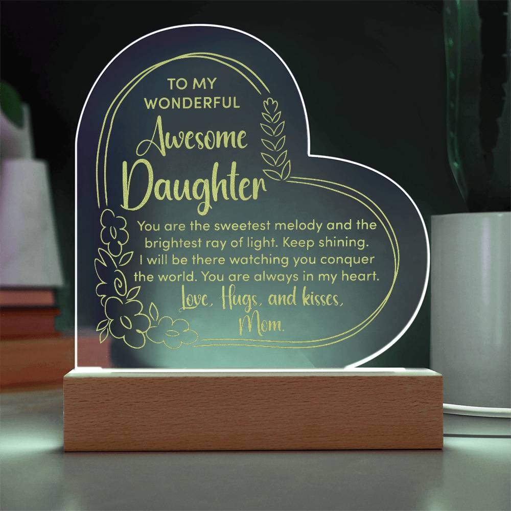 To My Wonderful Daughter Engraved Acrylic Heart Plaque-Express Your Love Gifts