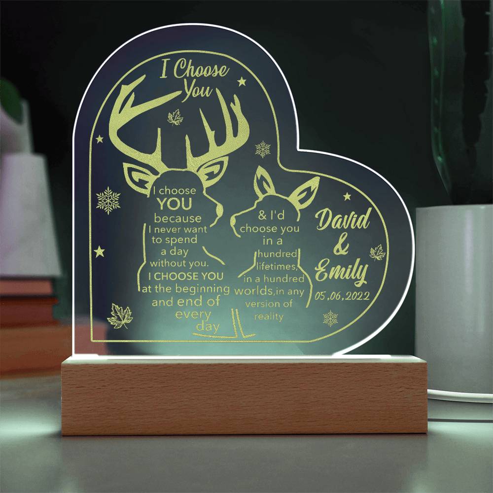I Choose You Engraved Acrylic Heart Plaque-Express Your Love Gifts