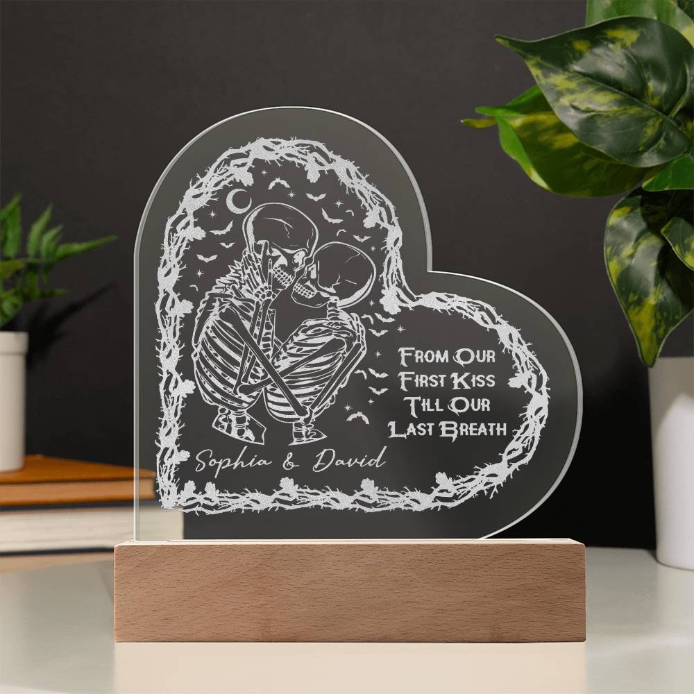 From Our First Kiss Engraved Acrylic Heart Plaque-Express Your Love Gifts