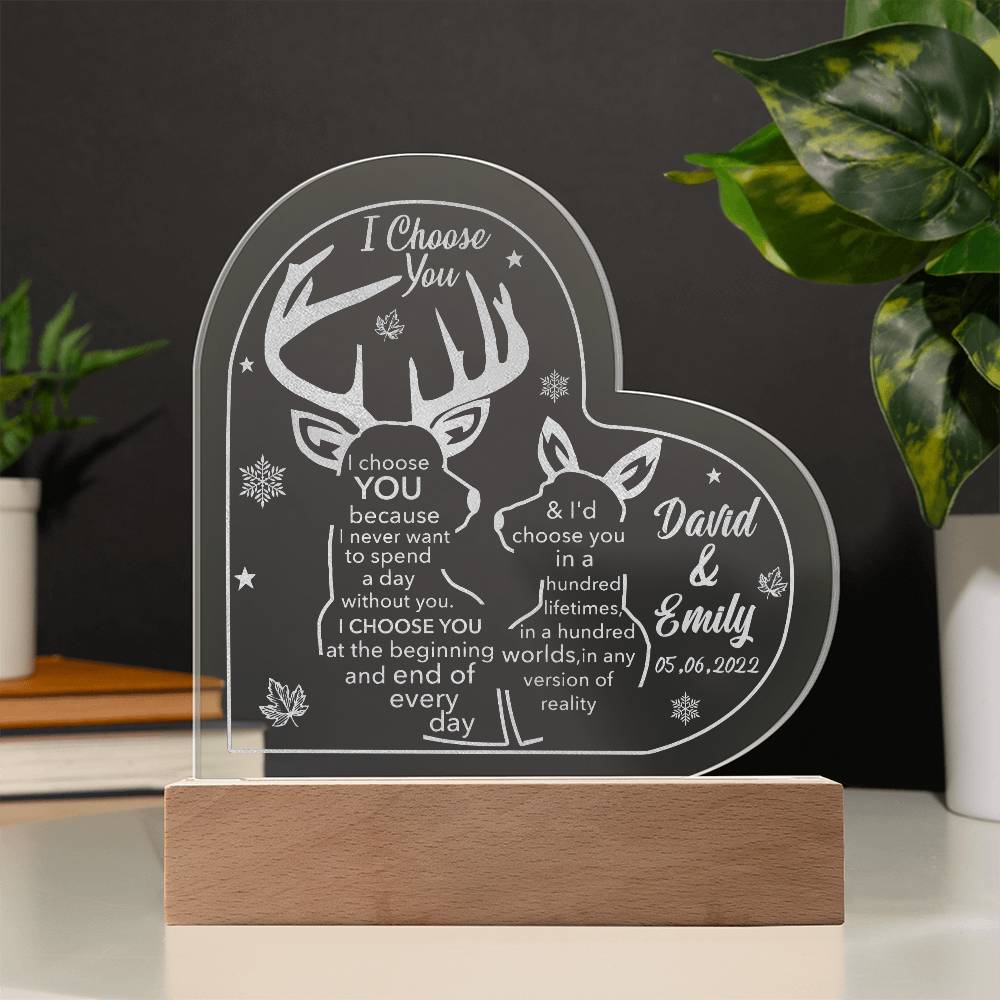 I Choose You Engraved Acrylic Heart Plaque-Express Your Love Gifts