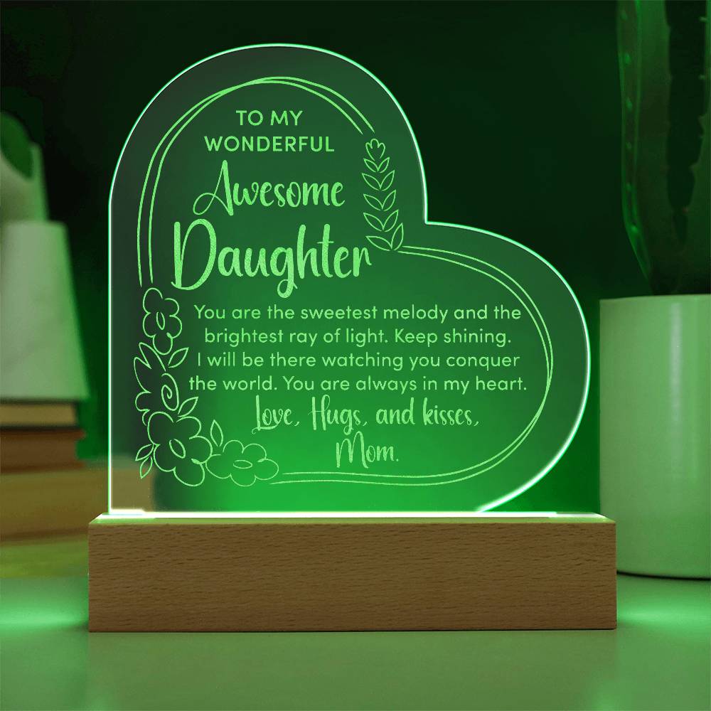 To My Wonderful Daughter Engraved Acrylic Heart Plaque-Express Your Love Gifts