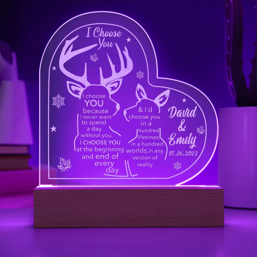 I Choose You Engraved Acrylic Heart Plaque-Express Your Love Gifts
