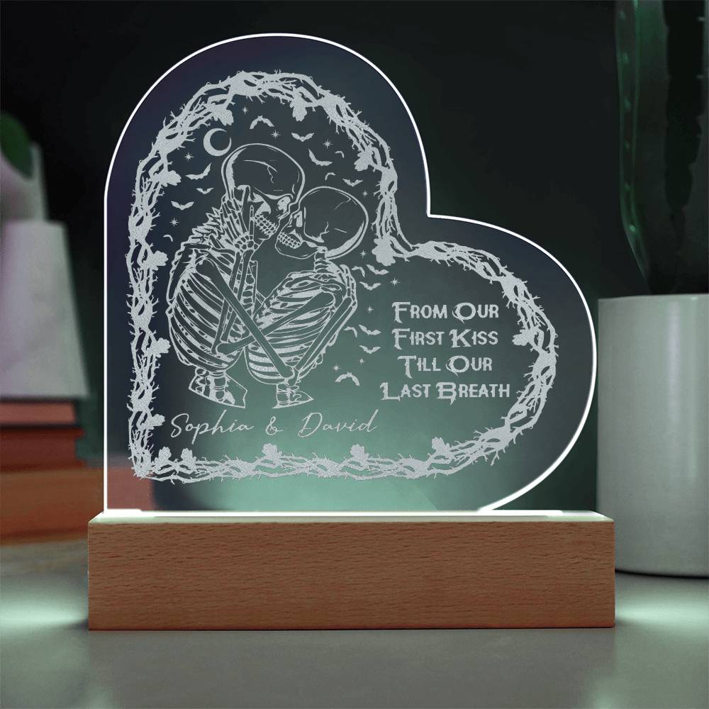 From Our First Kiss Engraved Acrylic Heart Plaque-Express Your Love Gifts