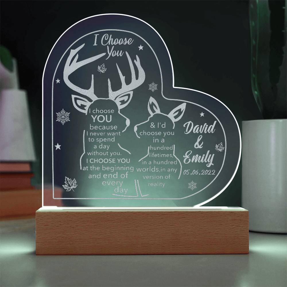 I Choose You Engraved Acrylic Heart Plaque-Express Your Love Gifts