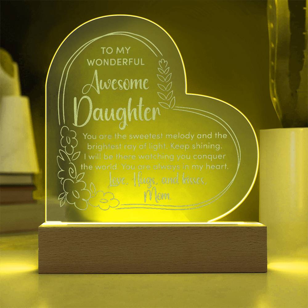To My Wonderful Daughter Engraved Acrylic Heart Plaque-Express Your Love Gifts