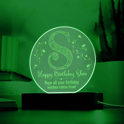 Happy Birthday Engraved Acrylic Circle Plaque-Express Your Love Gifts