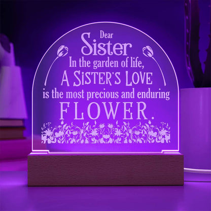To My Sister In the Garden Engraved Acrylic Dome Plaque-Express Your Love Gifts