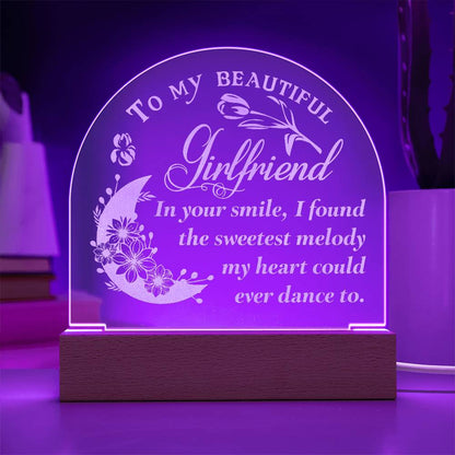 To My Girlfriend In Your Smile Engraved Acrylic Dome Plaque-Express Your Love Gifts
