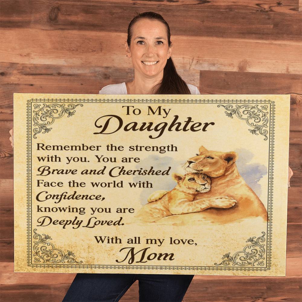 To My Daughter From Mom Brave and Cherished Canvas-Express Your Love Gifts