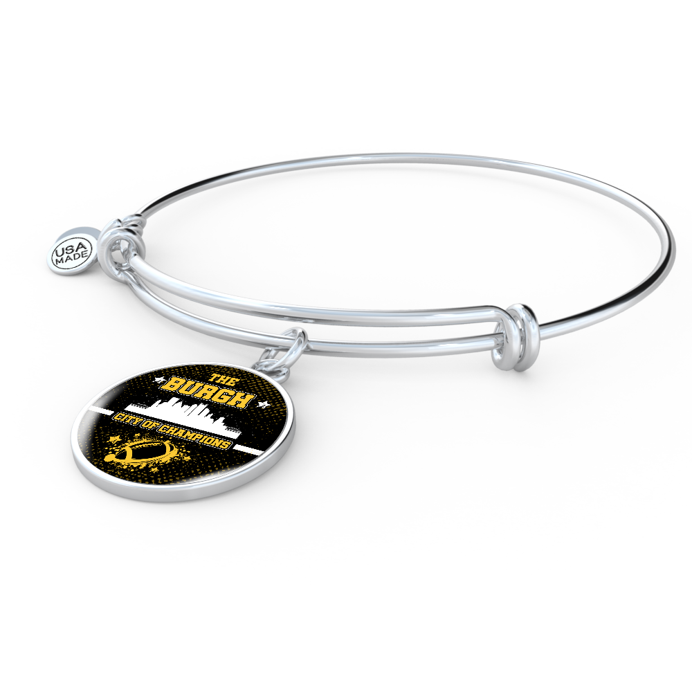 Burgh City of Champions Bracelet Stainless Steel or 18k Gold Circle Bangle-Express Your Love Gifts