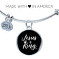 Jesus is King Matthew 28:18 Bracelet Stainless Steel or 18k Gold Circle Bangle-Express Your Love Gifts