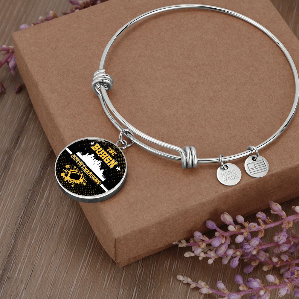 Burgh City of Champions Bracelet Stainless Steel or 18k Gold Circle Bangle-Express Your Love Gifts
