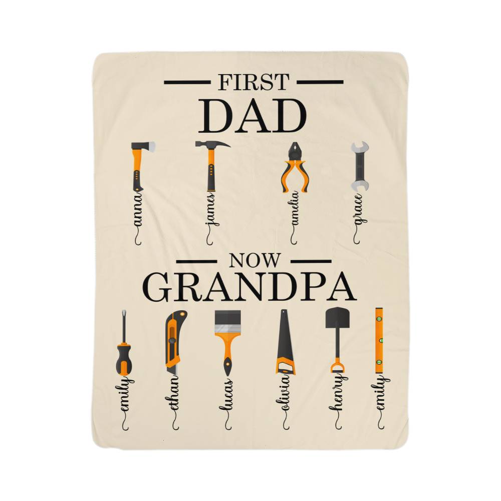 Personalized Sherpa Fleece Blanket First Dad Now Grandpa-Express Your Love Gifts