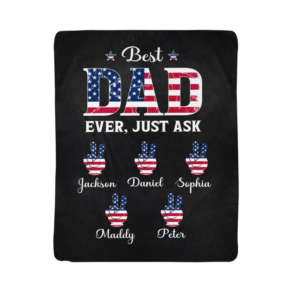 Personalized Sherpa Fleece Blanket Best Dad Ever Just Ask-Express Your Love Gifts