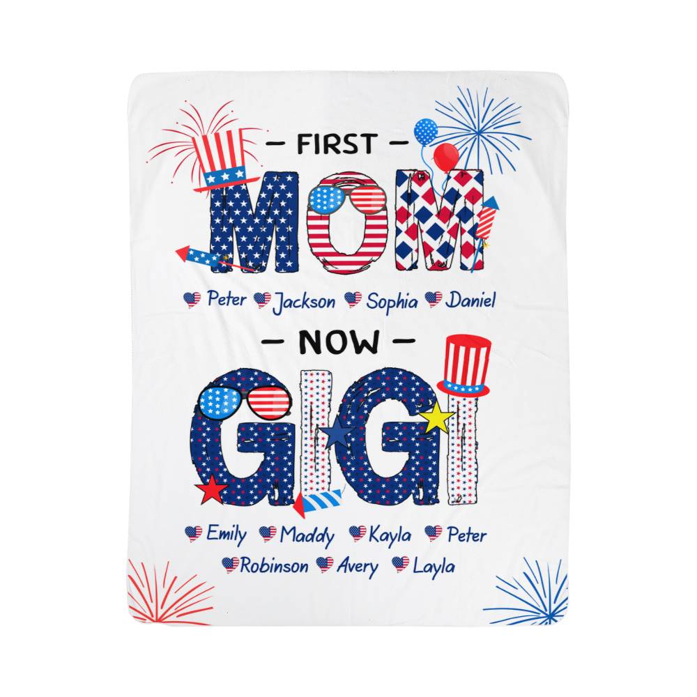 Personalized Sherpa Fleece Blanket First Mom-Express Your Love Gifts