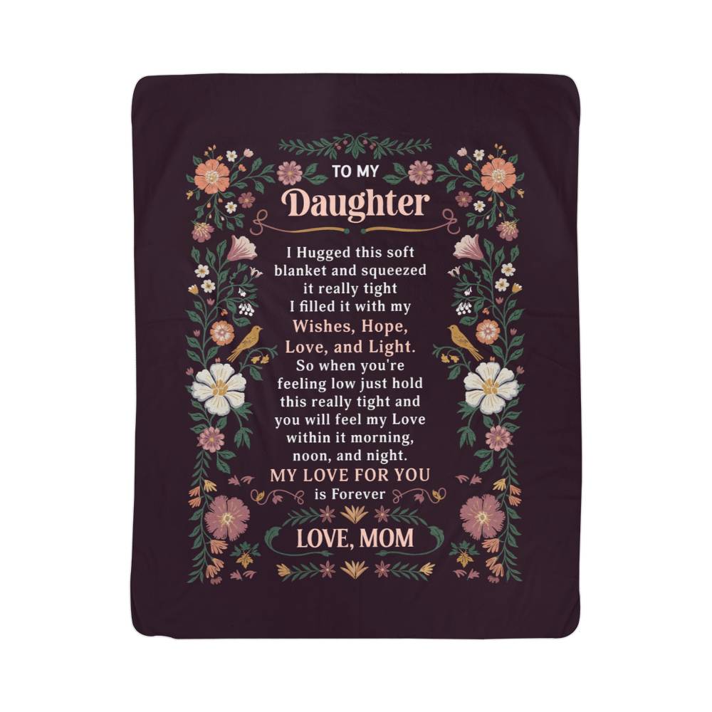To My Daughter I Hugged Portrait Sherpa Fleece Blanket-Express Your Love Gifts