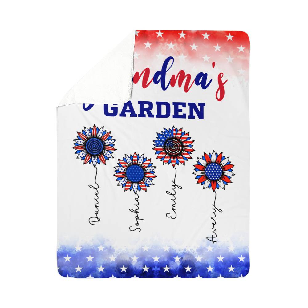 Personalized Sherpa Fleece Blanket Grandma's Garden-Express Your Love Gifts