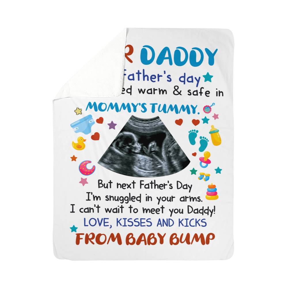 Personalized Sherpa Fleece Blanket Dear Daddy From Baby Bump-Express Your Love Gifts