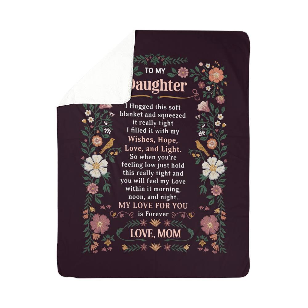 To My Daughter I Hugged Portrait Sherpa Fleece Blanket-Express Your Love Gifts