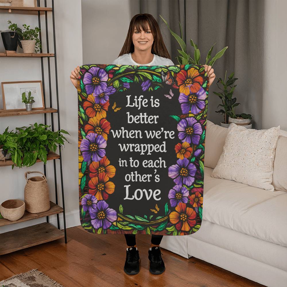 Life is Better Portrait Sherpa Fleece Blanket-Express Your Love Gifts
