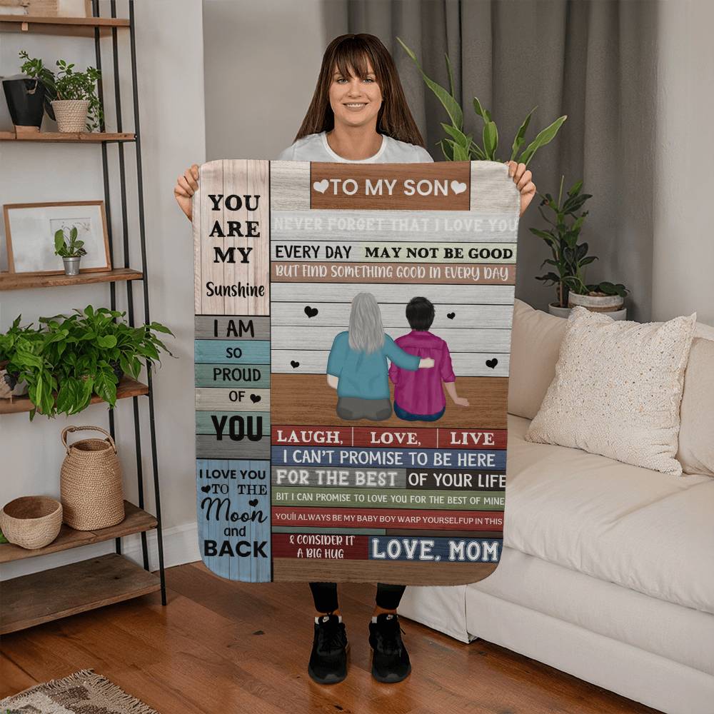 Sherpa Fleece Blanket To My Son You Are My Sunshine-Express Your Love Gifts