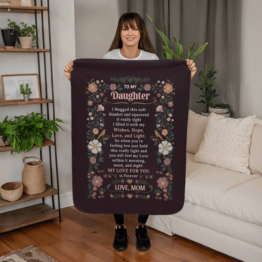 To My Daughter I Hugged Portrait Sherpa Fleece Blanket-Express Your Love Gifts