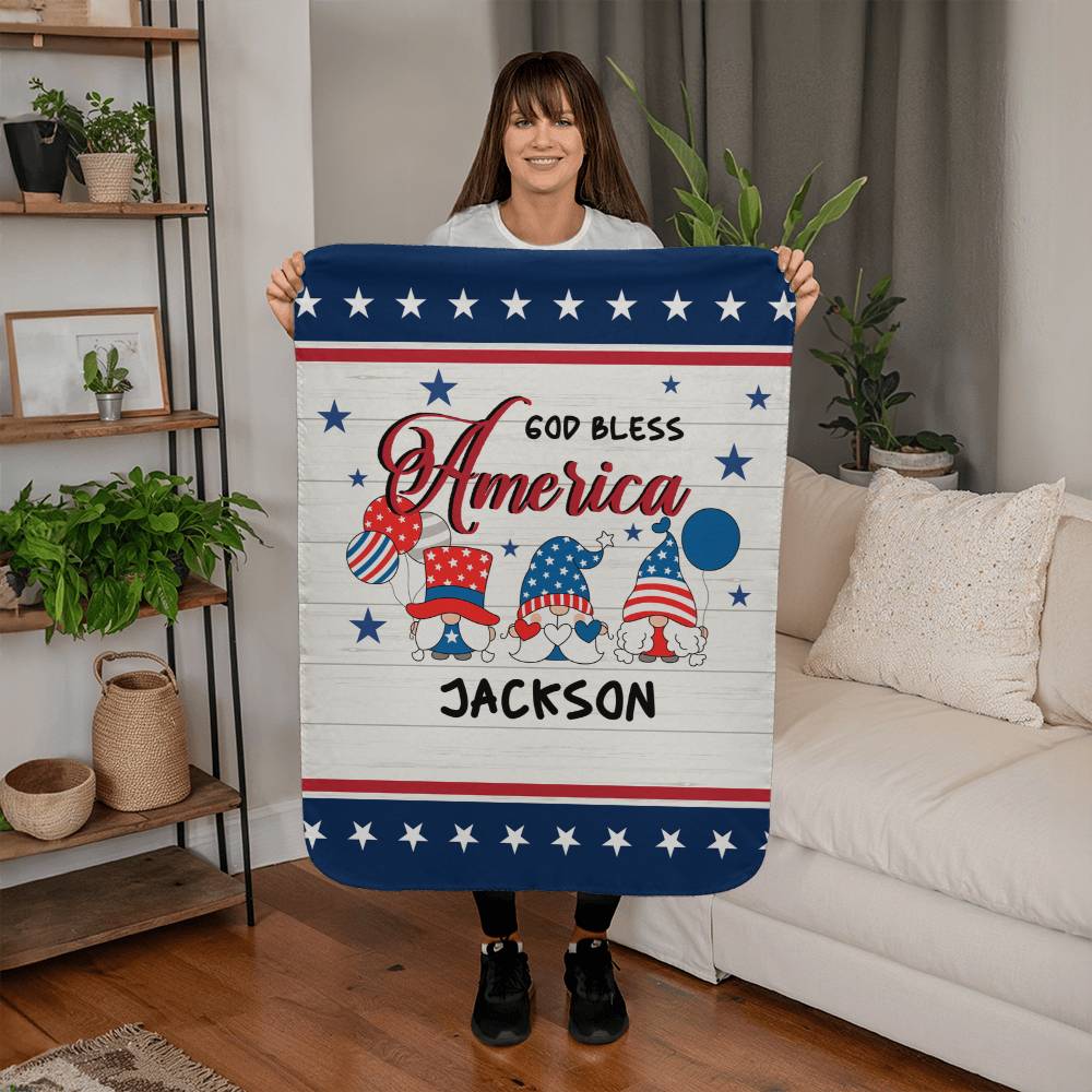 Personalized Sherpa Fleece Blanket God Bless America-Express Your Love Gifts