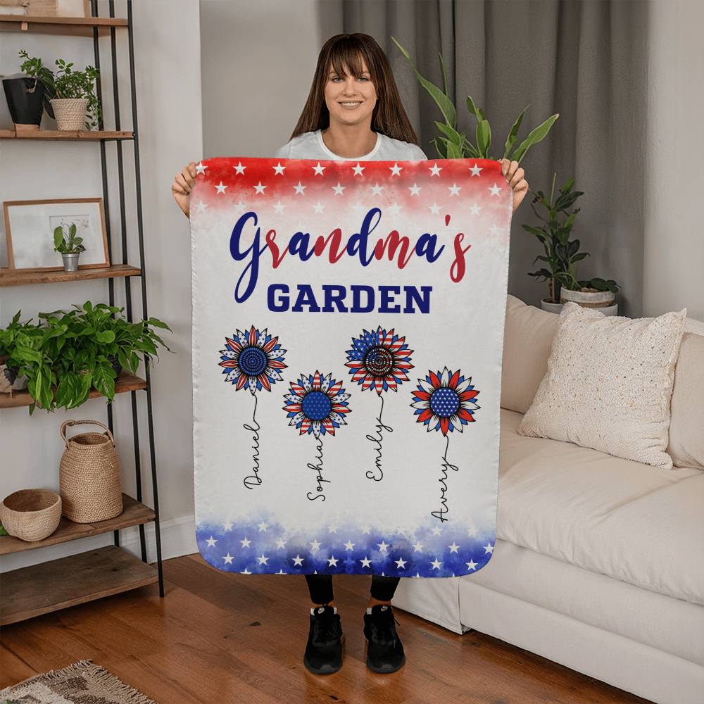 Personalized Sherpa Fleece Blanket Grandma's Garden-Express Your Love Gifts