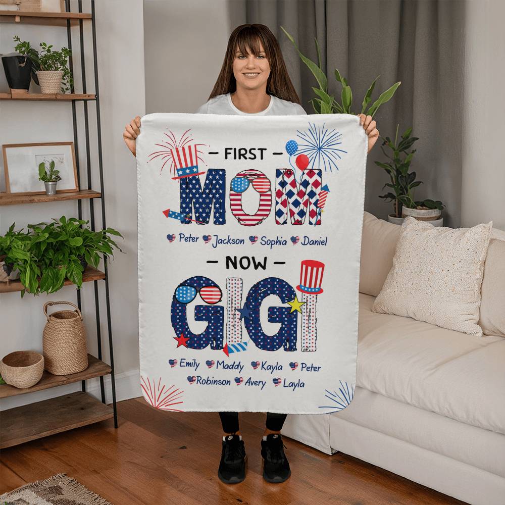 Personalized Sherpa Fleece Blanket First Mom-Express Your Love Gifts