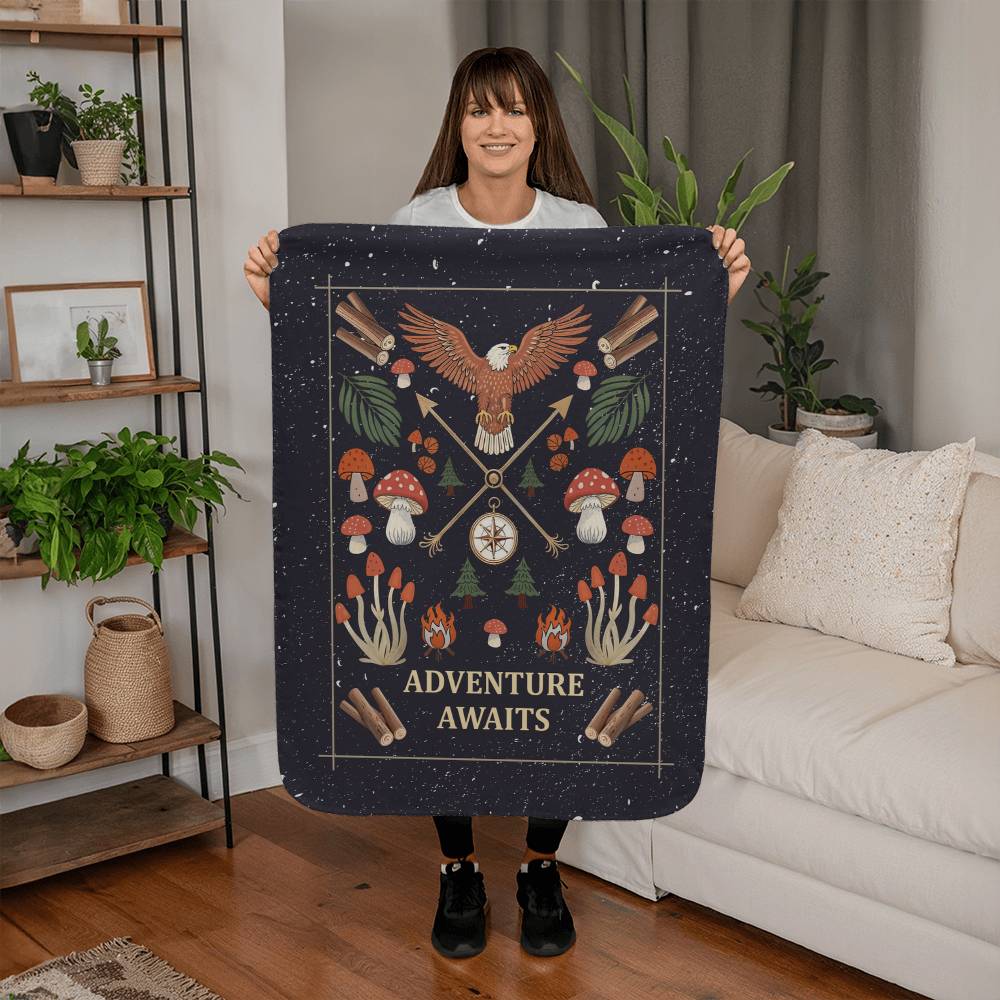 Adventure Awaits Portrait Sherpa Fleece Blanket-Express Your Love Gifts