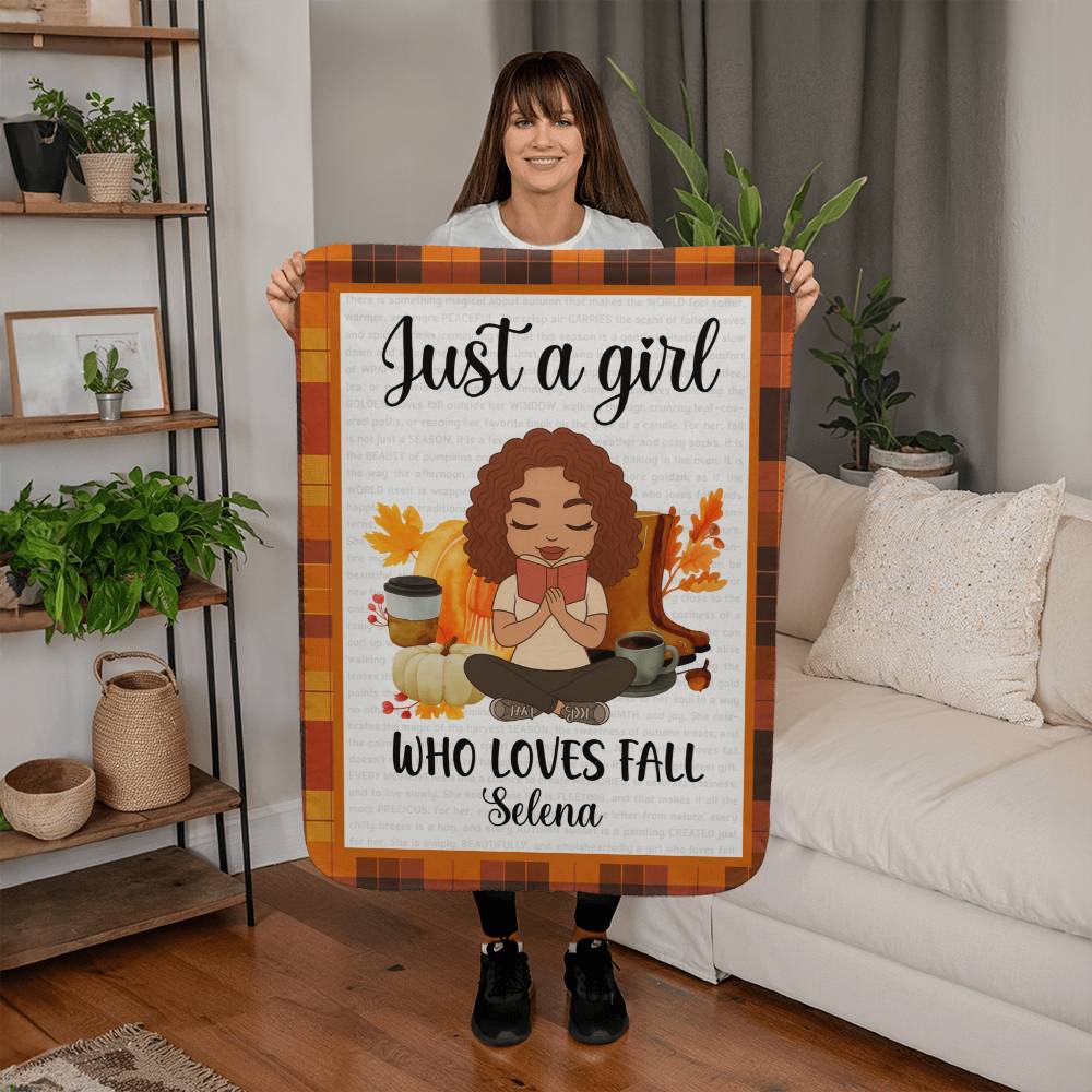 Personalized Sherpa Fleece Blanket Just a Girl-Express Your Love Gifts