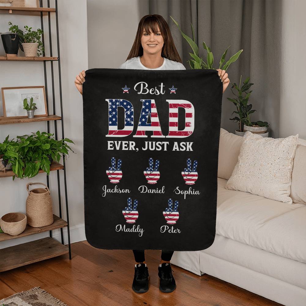 Personalized Sherpa Fleece Blanket Best Dad Ever Just Ask-Express Your Love Gifts
